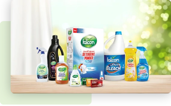 A variety of cleaning products on a table.